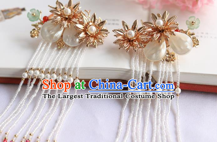 Chinese Ancient Princess Hairpins Tassel Shell Hair Claws Traditional Hanfu Hair Accessories for Women