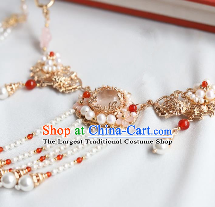 Handmade Chinese Hanfu Necklace Traditional Ancient Princess Tassel Necklet Accessories for Women