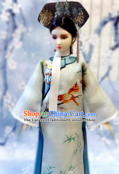 Chinese Qing Dynasty Manchu Lady Green Qipao Dress Ancient Imperial Consort Embroidered Historical Costume for Women