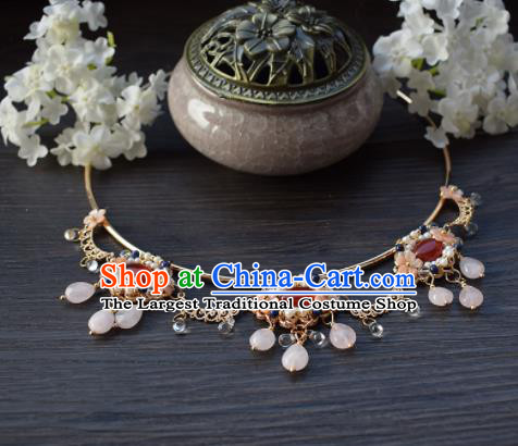 Handmade Chinese Hanfu Red Agate Necklace Traditional Ancient Princess Necklet Accessories for Women