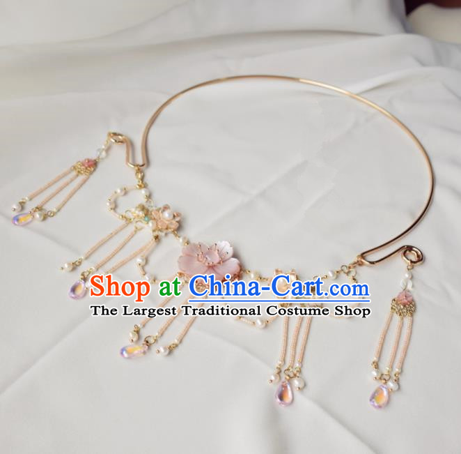 Handmade Chinese Hanfu Tassel Shell Necklace Traditional Ancient Princess Necklet Accessories for Women