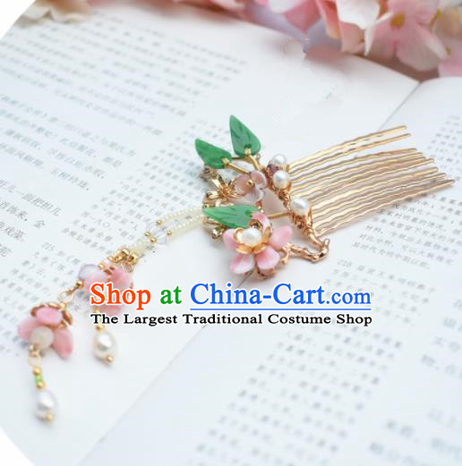 Chinese Ancient Princess Palace Golden Hair Comb Hairpins Traditional Handmade Hanfu Hair Accessories for Women