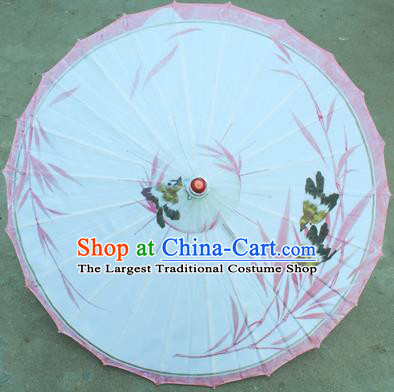 Handmade Chinese Traditional Printing Pink Bamboo Leaf Oiled Paper Umbrellas Ancient Princess Umbrella