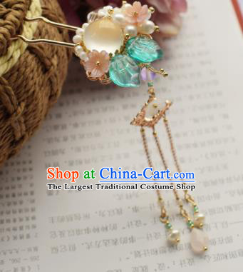 Chinese Ancient Palace Opal Hair Clip Princess Hairpins Traditional Handmade Hanfu Hair Accessories for Women