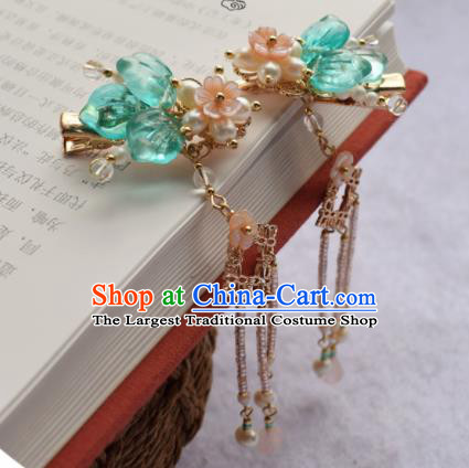 Chinese Ancient Palace Green Leaf Hair Claws Princess Hairpins Traditional Handmade Hanfu Hair Accessories for Women