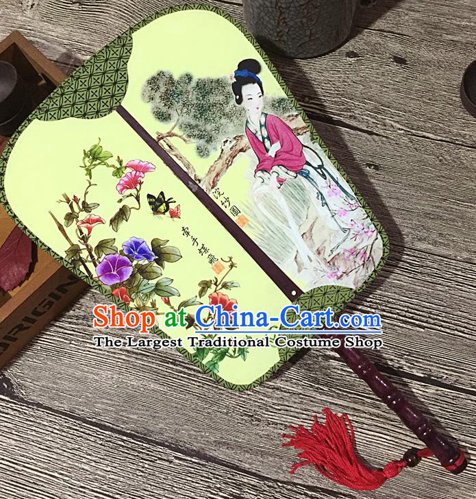 Chinese Handmade Classical Palace Fans Traditional Printing Petunia Hanfu Square Fan for Women