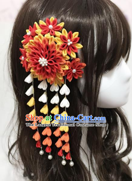 Japan Traditional Geisha Yukata Tassel Hair Claw Japanese Handmade Kimono Hair Accessories for Women