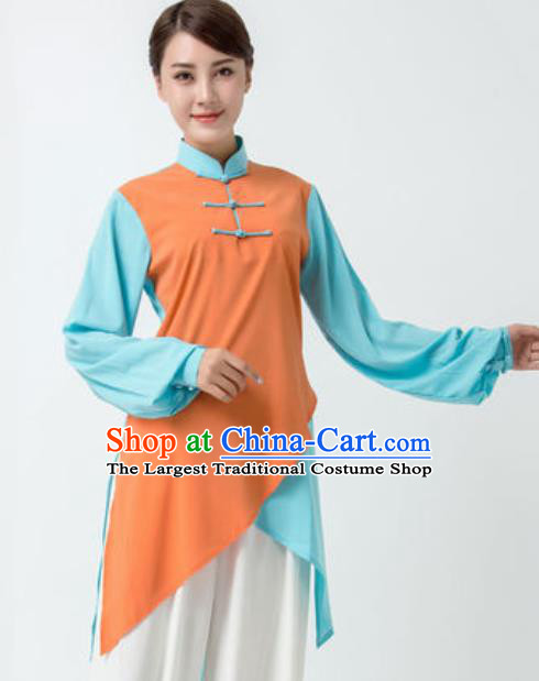 Chinese Traditional Tai Chi Orange Costume Martial Arts Uniform Kung Fu Wushu Clothing for Women