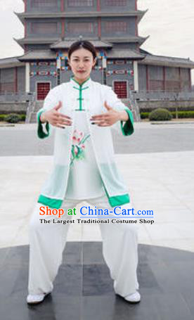 Chinese Traditional Tai Chi Costume Martial Arts Printing Lotus Uniform Kung Fu Wushu Clothing for Women