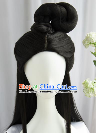 Handmade Chinese Traditional Hanfu Wigs Sheath Ancient Peri Crown Princess Chignon for Women