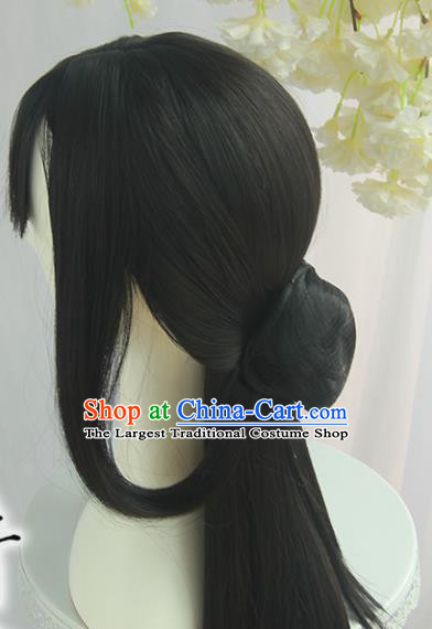 Handmade Chinese Ancient Tang Dynasty Young Lady Chignon Traditional Hanfu Wigs Sheath for Women