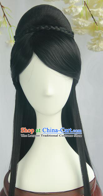 Handmade Chinese Ancient Ming Dynasty Princess Chignon Traditional Hanfu Wigs Sheath for Women