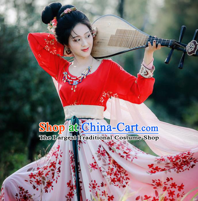 Traditional Chinese Ancient Dunhuang Flying Apsaras Hanfu Dress Tang Dynasty Princess Historical Costume for Women