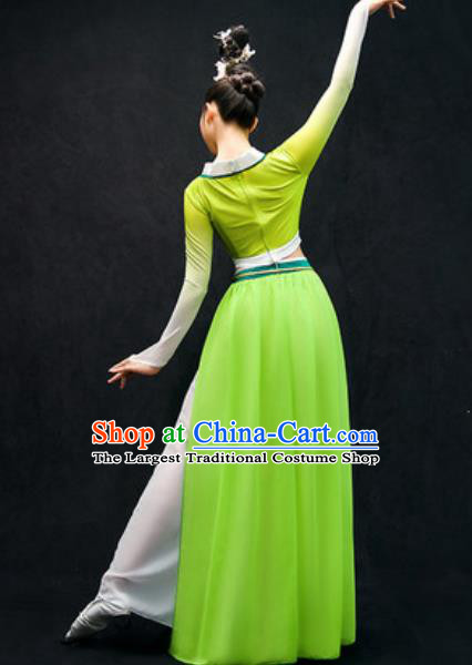 Chinese Classical Dance Fan Dance Costume Traditional Umbrella Dance Green Dress for Women