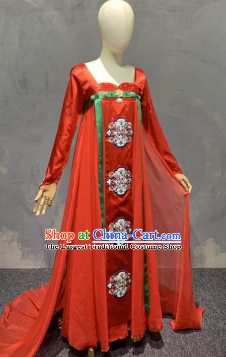 Chinese Classical Dance Stage Performance Costume Traditional Peri Dance Red Dress for Women