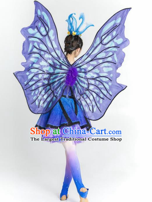 Chinese Modern Dance Stage Costume Traditional Opening Dance Purple Butterfly Bubble Dress for Women