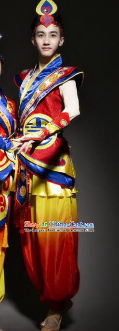 Chinese Traditional Drum Dance Stage Performance Costume Folk Dance Clothing for Men