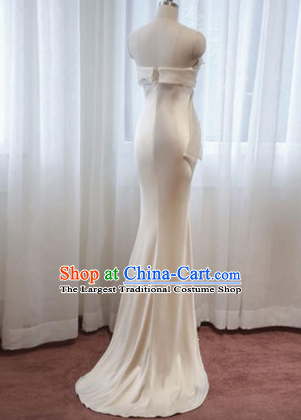 Top Grade Compere Stage Performance Beige Dress Modern Dance Costume for Women