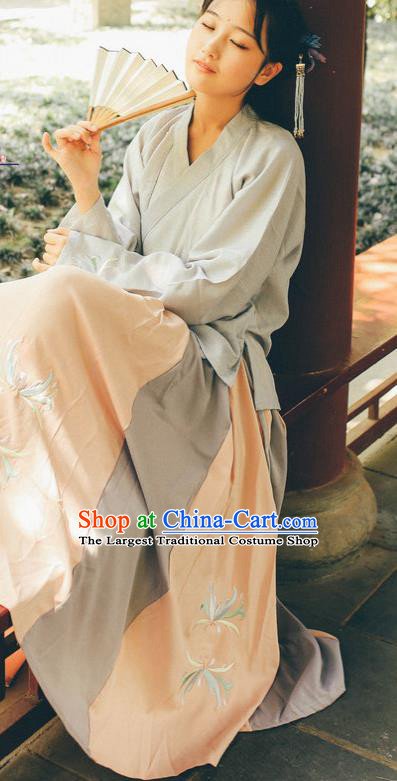 Traditional Chinese Ming Dynasty Village Girl Historical Costume Ancient Poor Lady Dress for Women