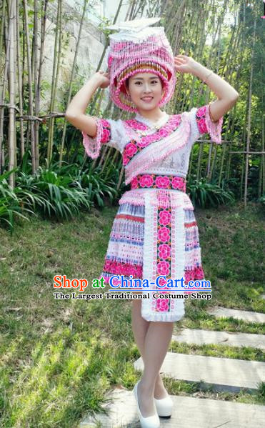 Traditional Chinese Miao Nationality Folk Dance Dress Minority Ethnic Stage Performance Costume for Women