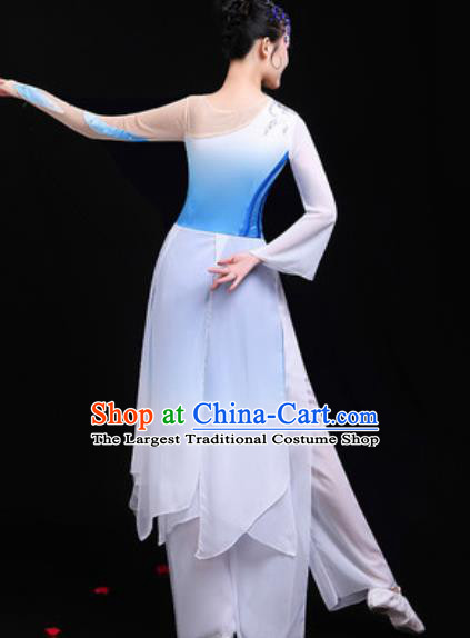 Traditional Chinese Classical Dance Group Dance White Dress Umbrella Dance Stage Performance Costume for Women