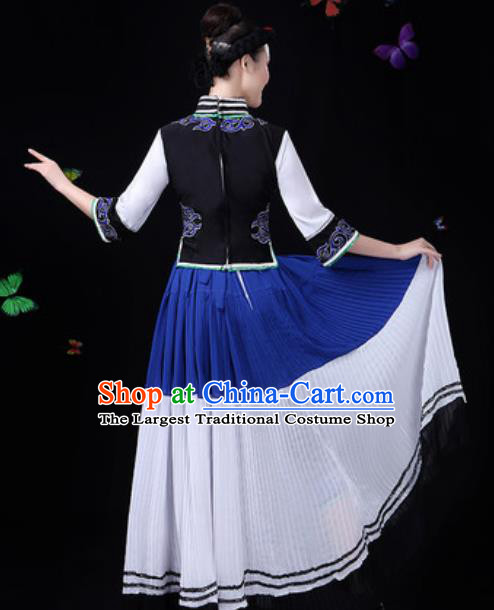 Traditional Chinese Minority Ethnic Dress Yi Nationality Folk Dance Stage Performance Costume for Women