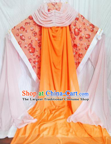 Traditional Chinese Han Dynasty Queen Orange Hanfu Dress Ancient Empress Embroidered Costume for Women