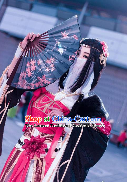Traditional Chinese Cosplay Peri Red Hanfu Dress Ancient Swordswoman Embroidered Costume for Women