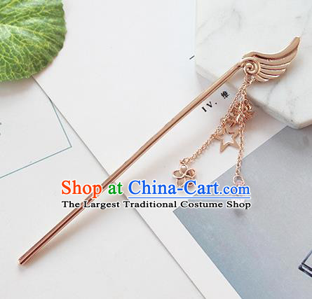 Traditional Chinese Handmade Hair Accessories Ancient Swordswoman Golden Wing Hairpins for Women