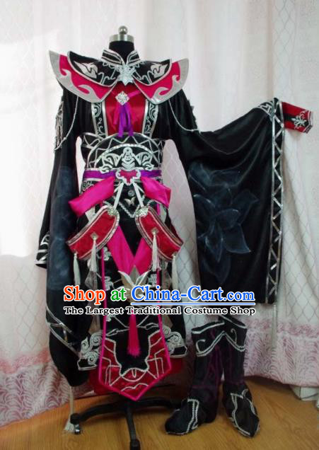 Traditional Chinese Cosplay Warrior Knight Clothing Ancient Swordsman Embroidered Costume for Men
