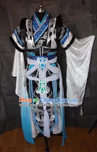 Traditional Chinese Cosplay Royal Highness Clothing Ancient Swordsman Embroidered Costume for Men