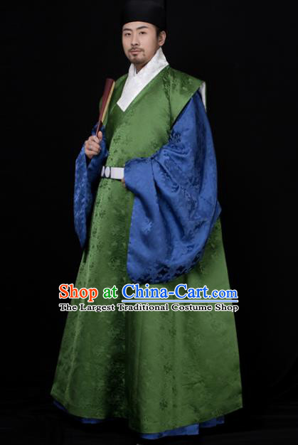 Chinese Ancient Minister Hanfu Robe Traditional Ming Dynasty Taoist Priest Embroidered Historical Costume for Men