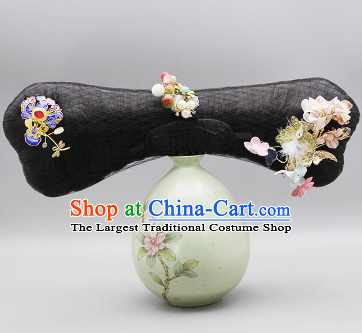 Traditional Chinese Handmade Ancient Hairpins Headwear Qing Dynasty Princess Hair Accessories for Women