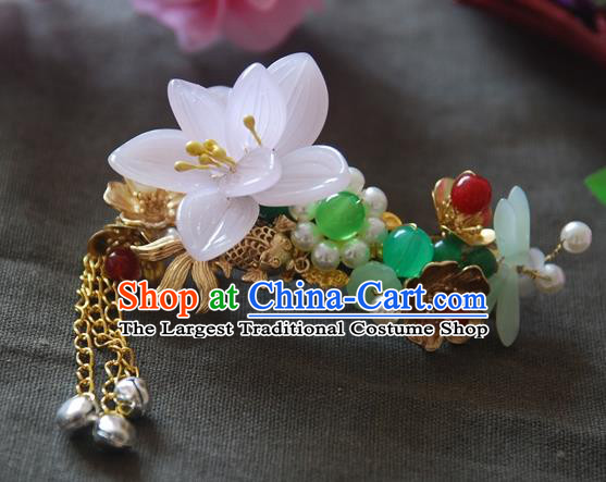 Handmade Chinese Ancient Princess Pearls Lotus Hair Claw Hairpins Headwear Hair Accessories for Women