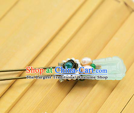 Chinese Handmade Hanfu Jade Pearls Hairpins Traditional Ancient Princess Hair Accessories for Women