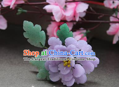 Chinese Handmade Hanfu Purple Peony Hairpins Traditional Ancient Princess Hair Accessories for Women