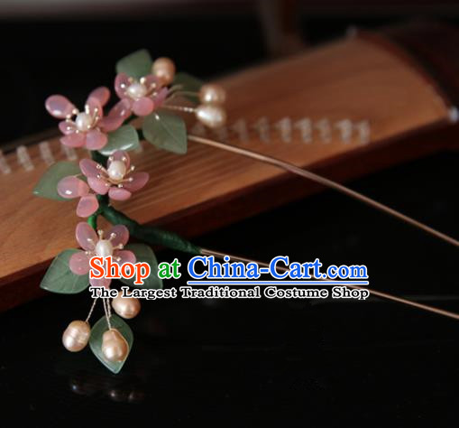 Chinese Handmade Hanfu Flowers Hairpins Tassel Hair Clip Traditional Ancient Princess Hair Accessories for Women