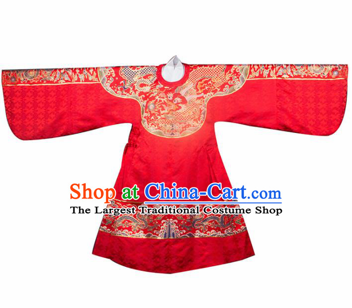 Chinese Ancient Ming Dynasty Royal Queen Wedding Hanfu Dress Traditional Imperial Empress Embroidered Red Historical Costume for Women