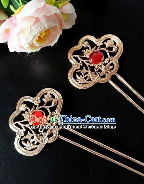 Chinese Handmade Hanfu Palace Agate Hairpins Traditional Ancient Princess Hair Accessories for Women