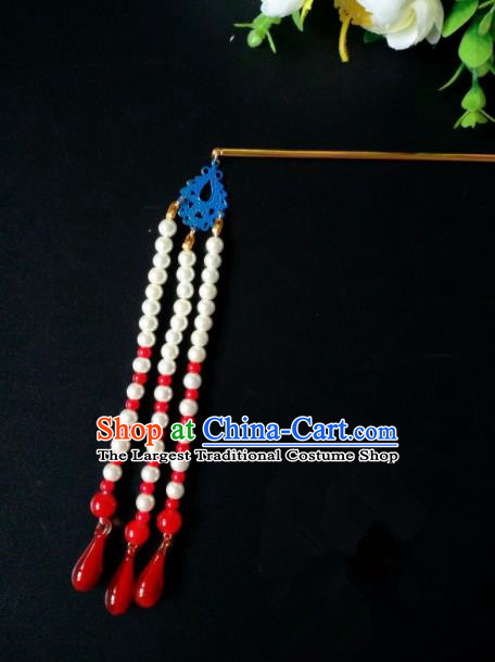 Chinese Handmade Hanfu Palace Pearls Tassel Hairpins Traditional Ancient Princess Hair Accessories for Women