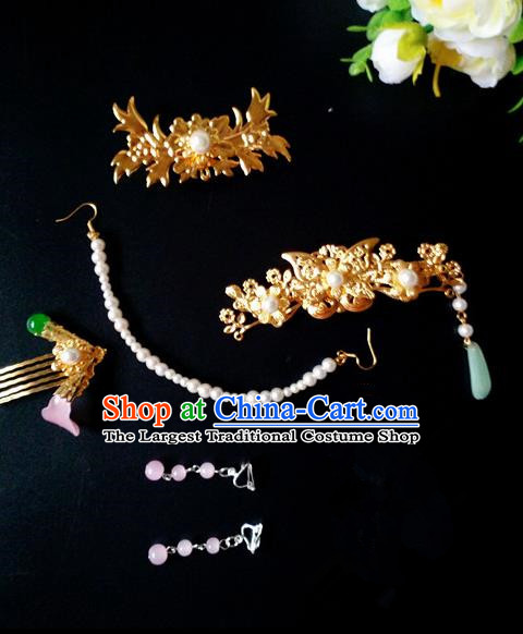 Chinese Handmade Hanfu Palace Hair Comb Tassel Hairpins Traditional Ancient Princess Hair Accessories for Women