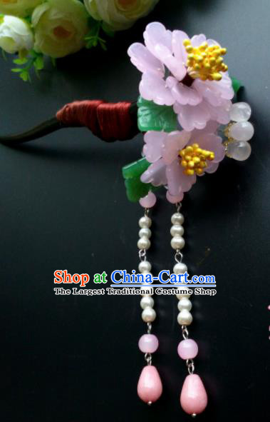 Chinese Handmade Hanfu Palace Pearls Tassel Peony Hairpins Traditional Ancient Princess Hair Accessories for Women