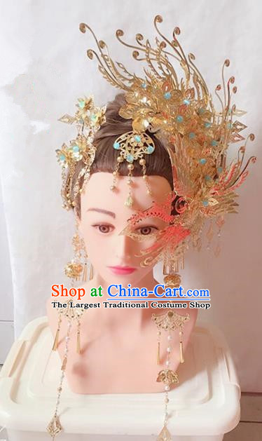 Traditional Chinese Handmade Phoenix Coronet Tang Dynasty Hanfu Hairpins Ancient Imperial Consort Hair Accessories for Women