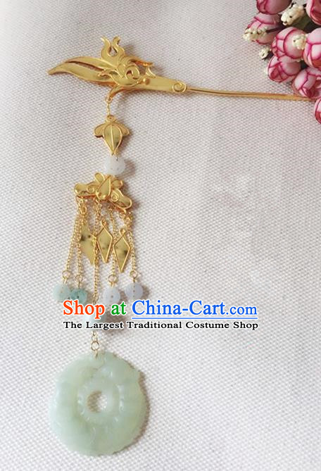 Traditional Chinese Handmade Hanfu Jade Tassel Hairpins Ancient Tang Dynasty Imperial Consort Hair Accessories for Women