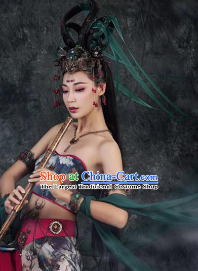 Handmade Chinese Tassel Phoenix Coronet Traditional Hanfu Hairpins Ancient Tang Dynasty Princess Hair Accessories for Women