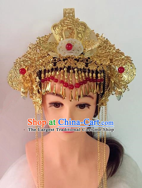 Chinese Handmade Hanfu Jade Phoenix Coronet Wedding Hairpins Traditional Ancient Imperial Consort Hair Accessories for Women