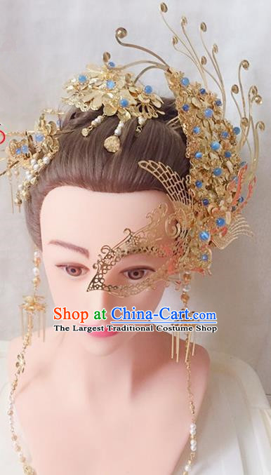 Chinese Handmade Hanfu Tang Dynasty Mask Phoenix Hairpins Traditional Ancient Imperial Consort Hair Accessories for Women