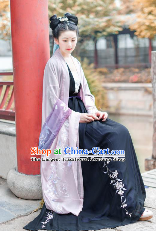 Chinese Ancient Embroidered Hanfu Dress Traditional Tang Dynasty Imperial Consort Historical Costume for Women