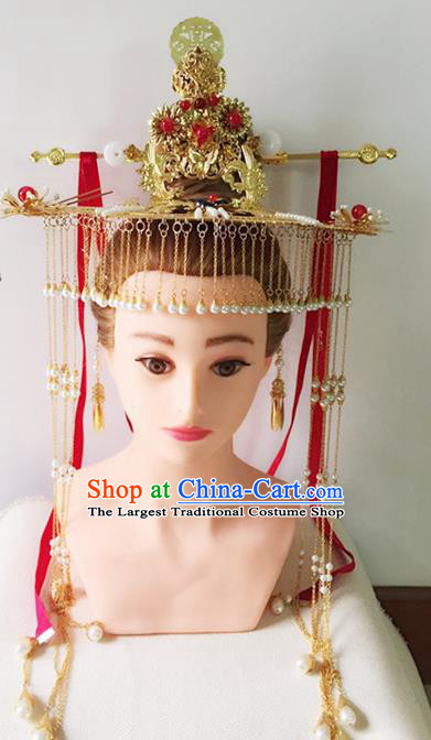 Handmade Chinese Palace Queen Phoenix Coronet Tassel Hairpins Ancient Traditional Hanfu Hair Accessories for Women