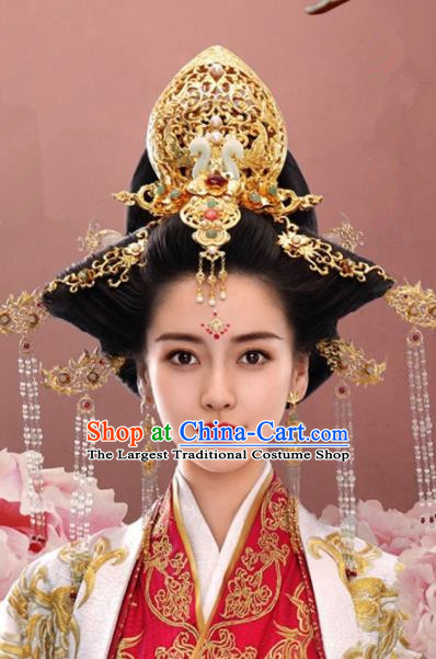 Handmade Chinese Palace Queen Phoenix Coronet Tassel Step Shake Hairpins Ancient Traditional Hanfu Hair Accessories for Women